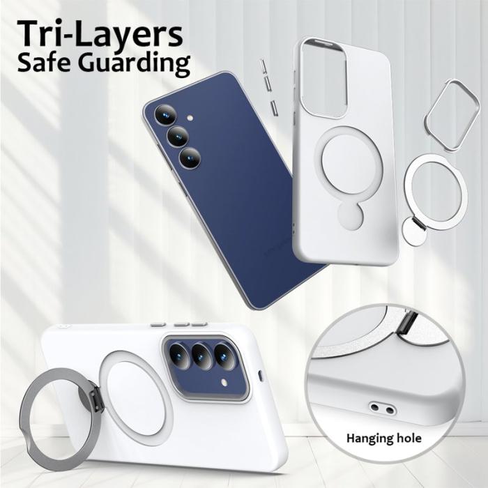 OEM - Mobilskal för Samsung Galaxy S26 Plus Magnetiskt Ring Kickstand TPU + PC - Vit