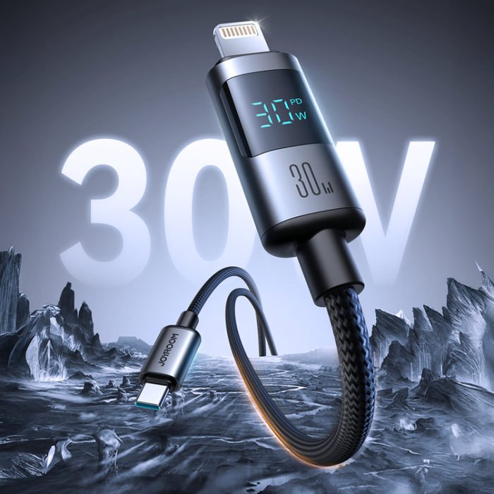 Joyroom - Joyroom USB-C - Lightning kabel 30W 1.2m med Display - Svart