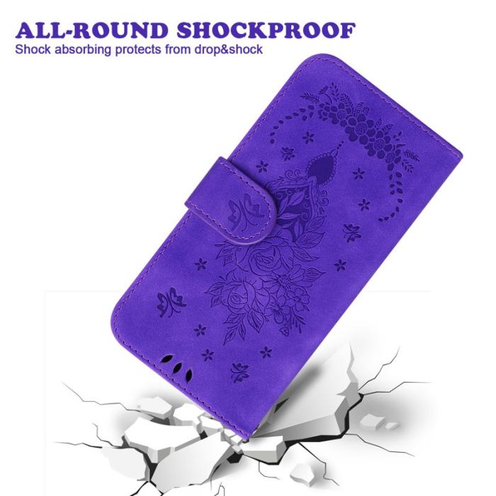 OEM - Samsung Galaxy S26 / S26 Pro Plånboksfodral Konstläder Butterfly Blomma - Lila