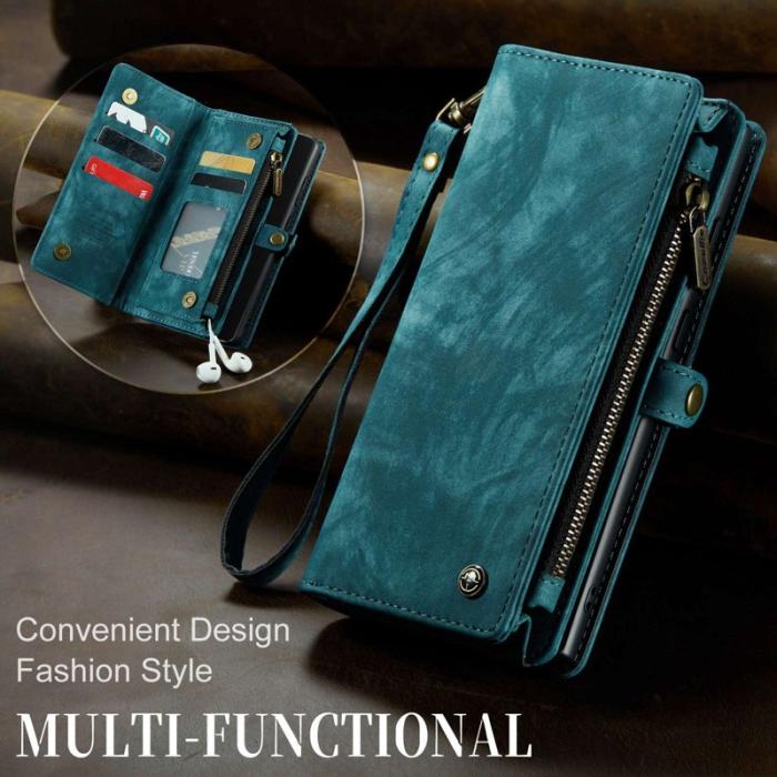 Caseme - CASEME Multi-function Wallet TPU + KonstLäder Mobilskal Blå för S21 FE