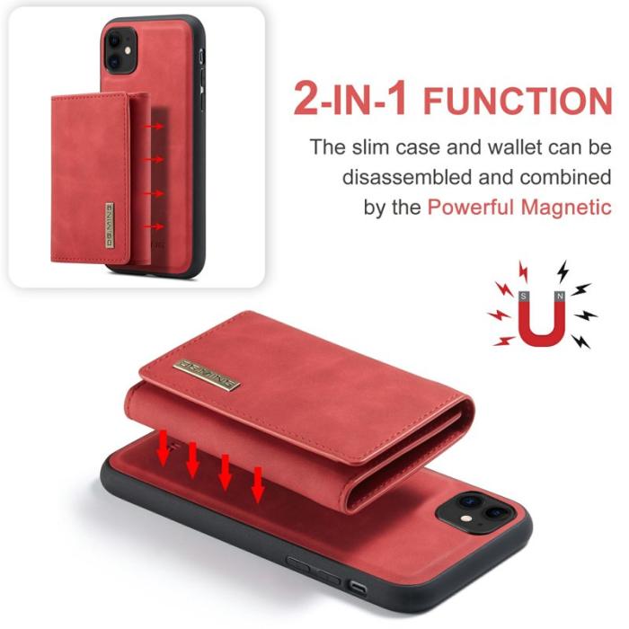 DG.MING - DG.MING M1 Wallet Mobilskal med Ställ för iPhone 11 - Röd
