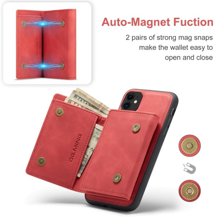 DG.MING - DG.MING M1 Wallet Mobilskal med Ställ för iPhone 11 - Röd