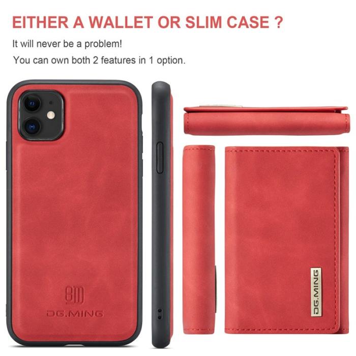 DG.MING - DG.MING M1 Wallet Mobilskal med Ställ för iPhone 11 - Röd