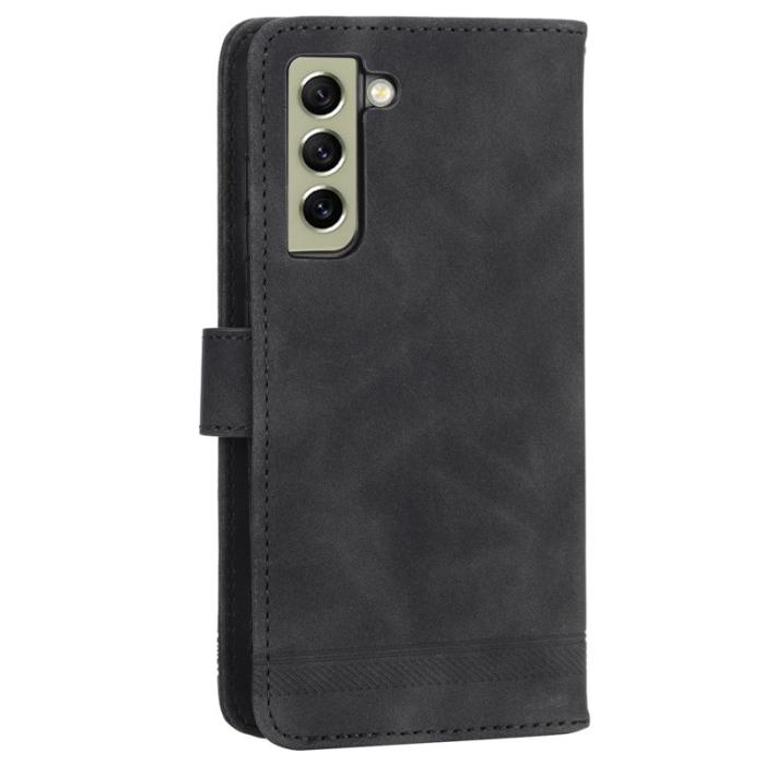 DIERFENG - DIERFENG DF-03 Konstläder Plånboksfodral för Samsung Galaxy S21 FE 5G - Svart