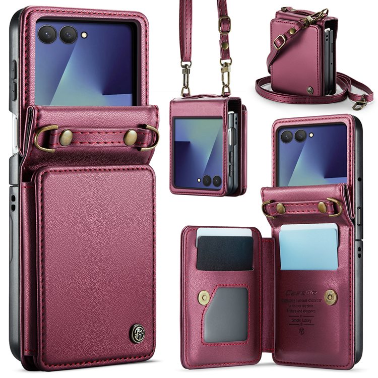 CASEME Galaxy Z Flip 7 Plånboksfodral RFID Blocking C22 - Röd | 2353 | AlltMobil
