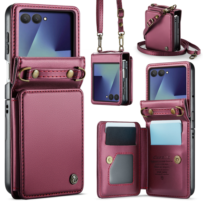 Caseme - CASEME Galaxy Z Flip 7 Plånboksfodral RFID Blocking C22 - Röd
