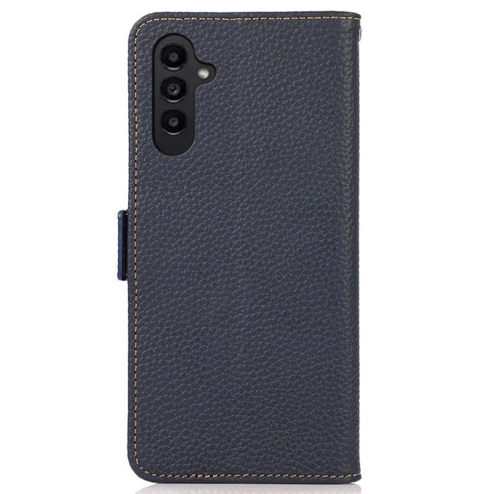 KHAZNEH - KHAZNEH Samsung Galaxy S23 FE Plånboksfodral Äkta läder - Blå