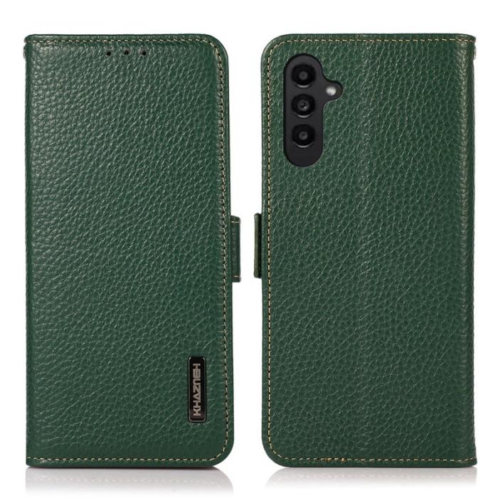 KHAZNEH - KHAZNEH Samsung Galaxy S23 FE Plånboksfodral Äkta läder - Grön