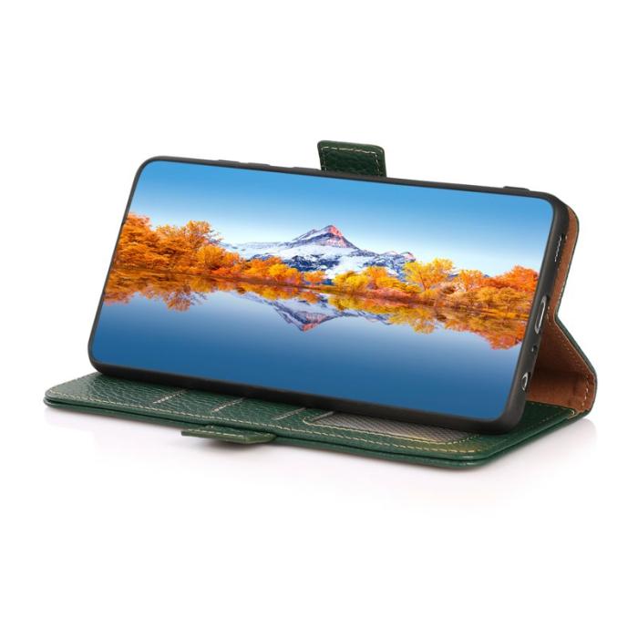 KHAZNEH - KHAZNEH Samsung Galaxy S23 FE Plånboksfodral Äkta läder - Grön