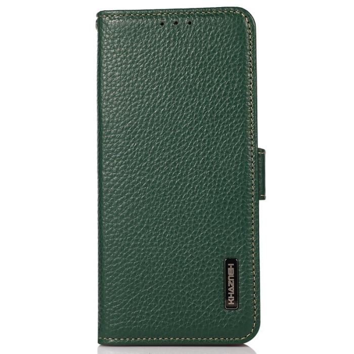KHAZNEH - KHAZNEH Samsung Galaxy S23 FE Plånboksfodral Äkta läder - Grön