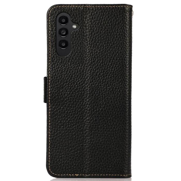 KHAZNEH - KHAZNEH Samsung Galaxy S23 FE Plånboksfodral Äkta läder - Svart