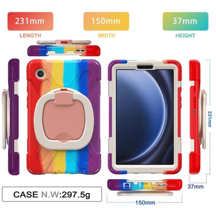 A-One Brand - Galaxy Tab A9 Skal Kickstand Handle Grip - Färgglad Röd