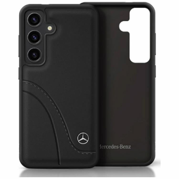 Mercedes Galaxy S25 Mobilskal Läder Curved Stitches - Svart | 2353 | AlltMobil