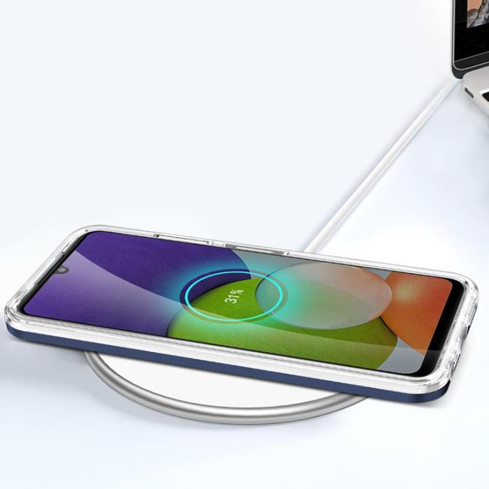 OEM - Galaxy A22 5G Skal Clear 3in1 - Blå