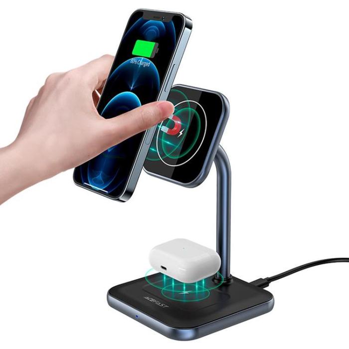 UTGATT - Acefast 2in1 Magsafe Trådlös Laddare iPhone, Airpods 15W - Svart