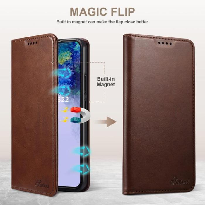 SUTENI - SUTENI Läder Fodral Galaxy S22 Plus 5G - Brun
