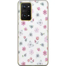 Gustaf - Mobilskal till Realme GT Neo 3T med Blommor och fj&auml;rillar