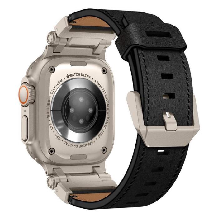 Boom of Sweden - Apple Watch Ultra (49mm) Armband Titanium Äkta Läder - Svart