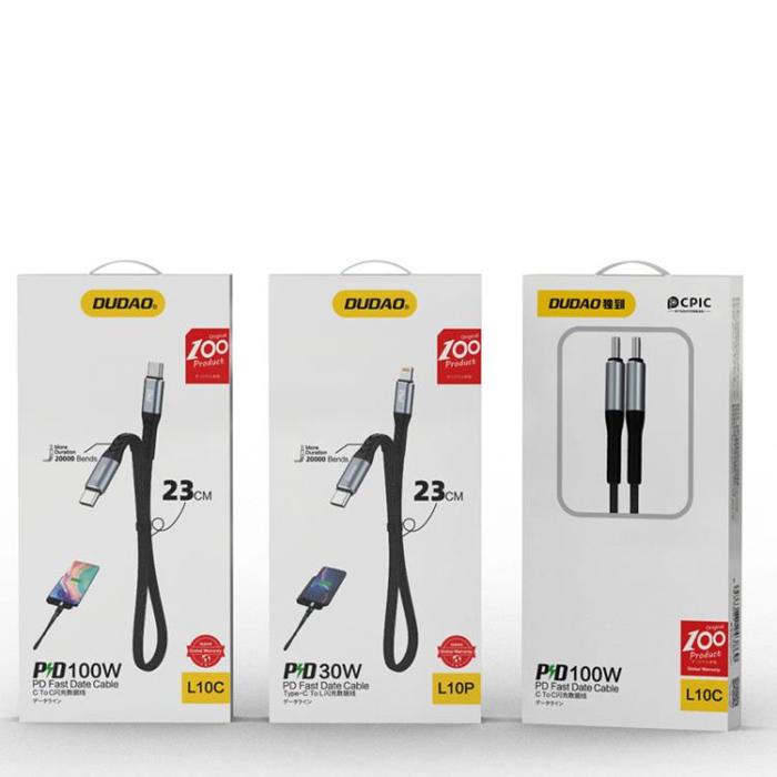 Dudao - Dudao USB USB-C till USB-C kabel PD 100W 0.23m - Svart