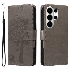 OEM - Samsung Galaxy S26 Ultra Pl&aring;nboksfodral Konstl&auml;der Katttr&auml;d M&ouml;nster - Gr&aring;
