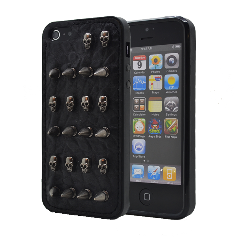 Studded leather pattern FlexiSkal till Apple iPhone 4S/4 (Arrow Skulls) | 2353 | AlltMobil