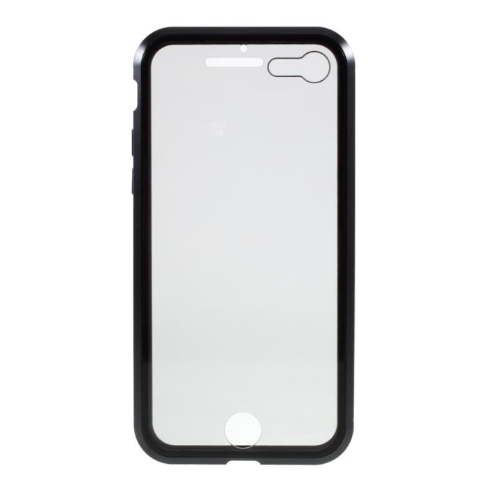 A-One Brand - Magnetisk Metal skal med Härdat Glas iPhone 7/8/SE 2020 - Svart