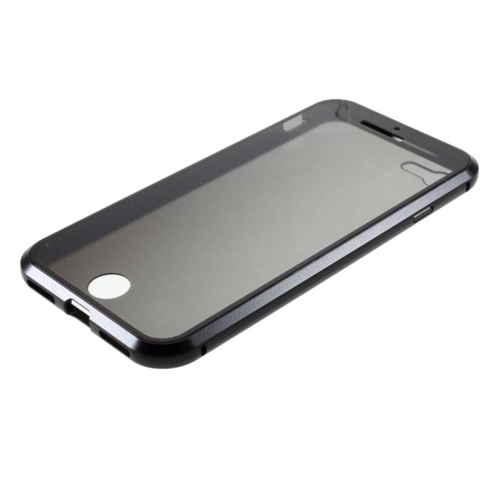 A-One Brand - Magnetisk Metal skal med Härdat Glas iPhone 7/8/SE 2020 - Svart