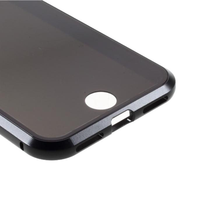A-One Brand - Magnetisk Metal skal med Härdat Glas iPhone 7/8/SE 2020 - Svart
