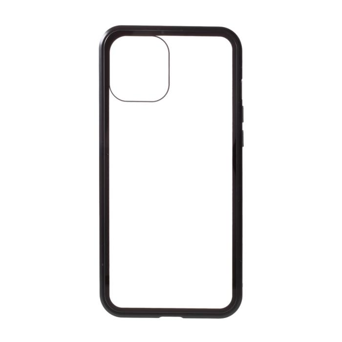 OEM - Magnetisk Metal skal med Härdat Glas till iPhone 12 & 12 Pro - Svart