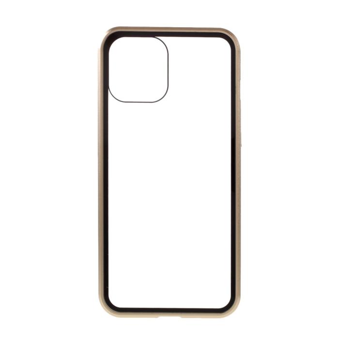 OEM - Magnetisk Metal skal med Härdat Glas till iPhone 11/XR - Guld