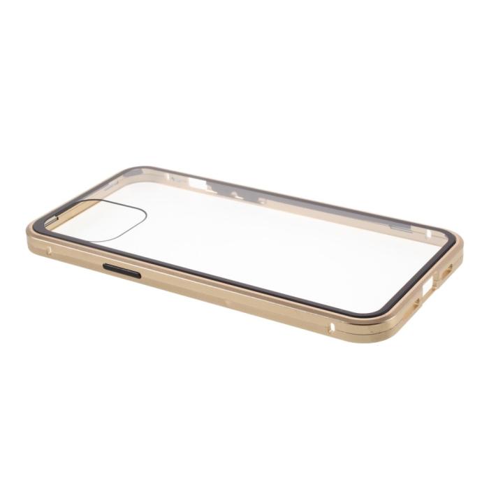 OEM - Magnetisk Metal skal med Härdat Glas till iPhone 11/XR - Guld