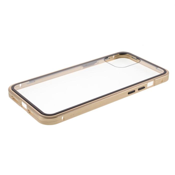 OEM - Magnetisk Metal skal med Härdat Glas till iPhone 11/XR - Guld