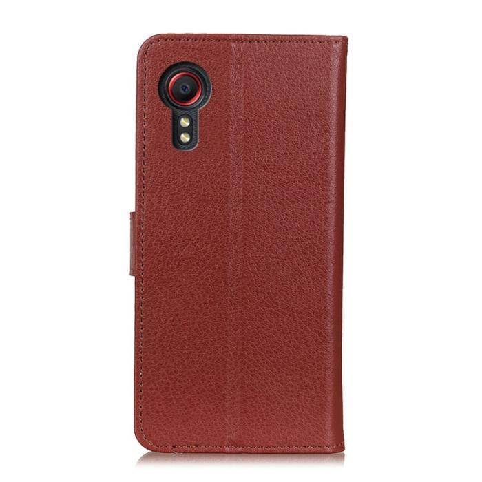 A-One Brand - Litchi Plånboksfodral Samsung Galaxy XCover 5 - Brun