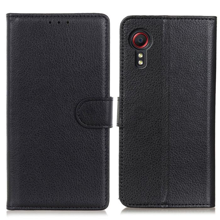 A-One Brand - Litchi Plånboksfodral Samsung Galaxy XCover 5 - Svart