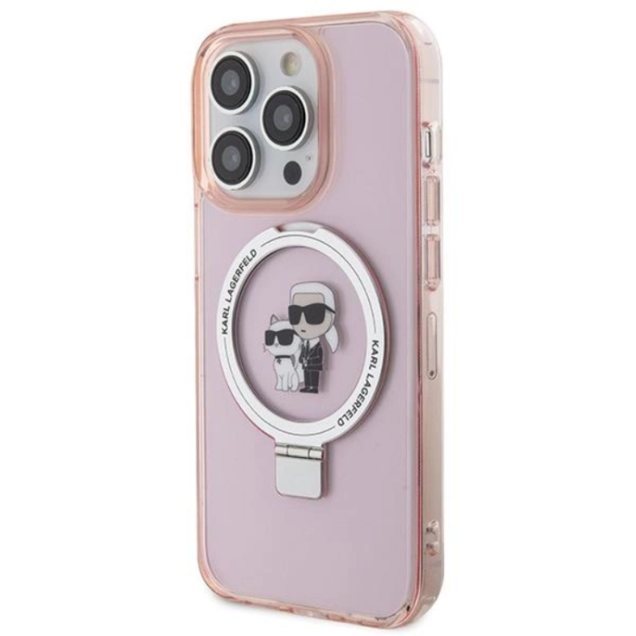 KARL LAGERFELD - KARL LAGERFELD iPhone 15 Pro Mobilskal MagSafe Ringställ - Rosa