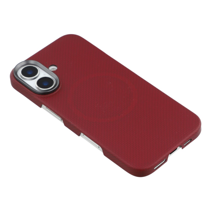 A-One Brand - iPhone 17 Mobilskal MagSafe Aramid Fiber Fine Grid - Röd