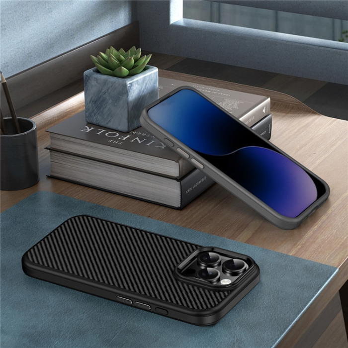 iPaky - IPAKY iPhone 16 Pro Max Mobilskal Carbon Fiber - Svart