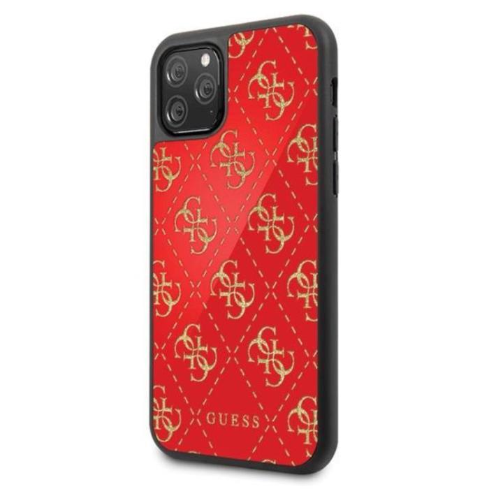 UTGATT5 - Guess 4G Double Layer Glitter Skal iPhone 11 Pro - Röd