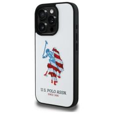 U.S. Polo Assn. - US Polo Mobilskal till iPhone 15 Pro Max MagSafe Leather Big Flag - Vit