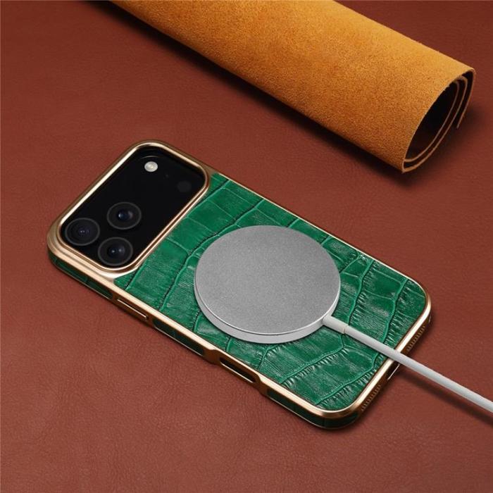 DENIOR - DENIOR iPhone 17 Pro Mobilskal Äkta Läder - Grön