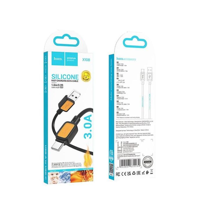 Hoco - HOCO USB-A till USB-C Kabel 3A 1 m X108 - Svart