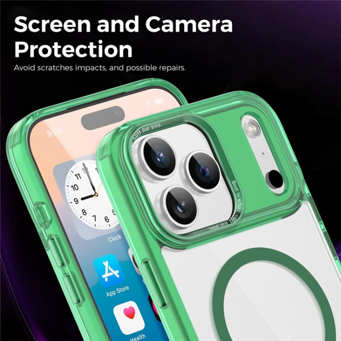 A-One Brand - iPhone 17 Pro Max Mobilskal MagSafe Transparent TPU+PC - Grön