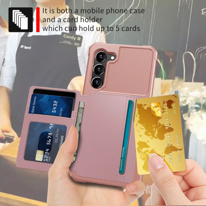 Taltech - Galaxy S23 Plus Mobilskal Korthållare Kickstand - Rosa