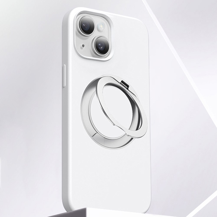 iPhone 15 Mobilskal MagSafe Silikon Roterande Kickstand - Vit (Vit) | 2353 | AlltMobil