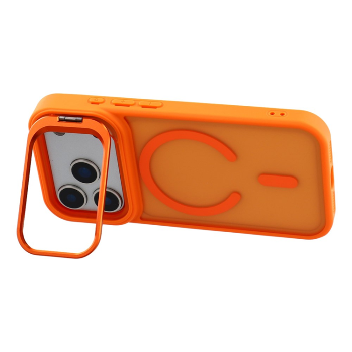 A-One Brand - iPhone 17 Pro Mobilskal MagSafe Lins Kickstand - Orange