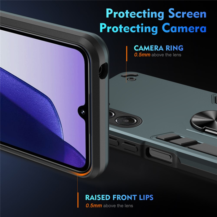 A-One Brand - Galaxy A17 Mobilskal Med Ring Kickstand Drop Defend - Grön