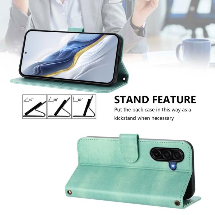 OEM - Samsung Galaxy A37 Plånboksfodral Retro Textur Konstläder - Mintgrön