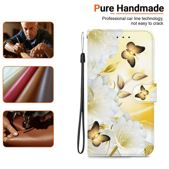 A-One Brand - Sony Xperia 1 VII Plånboksfodral Pattern Printing - Guld Flower