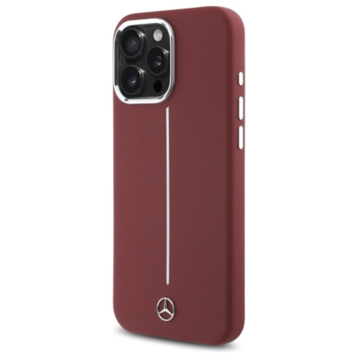 Mercedes - Mercedes iPhone 16 Pro Max Mobilskal MagSafe Silikon Vit Stripe - Röd