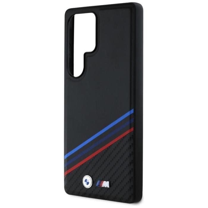 BMW - BMW Mobilskal till Galaxy S25 Ultra MagSafe Läder Tricolor Stripes Svart